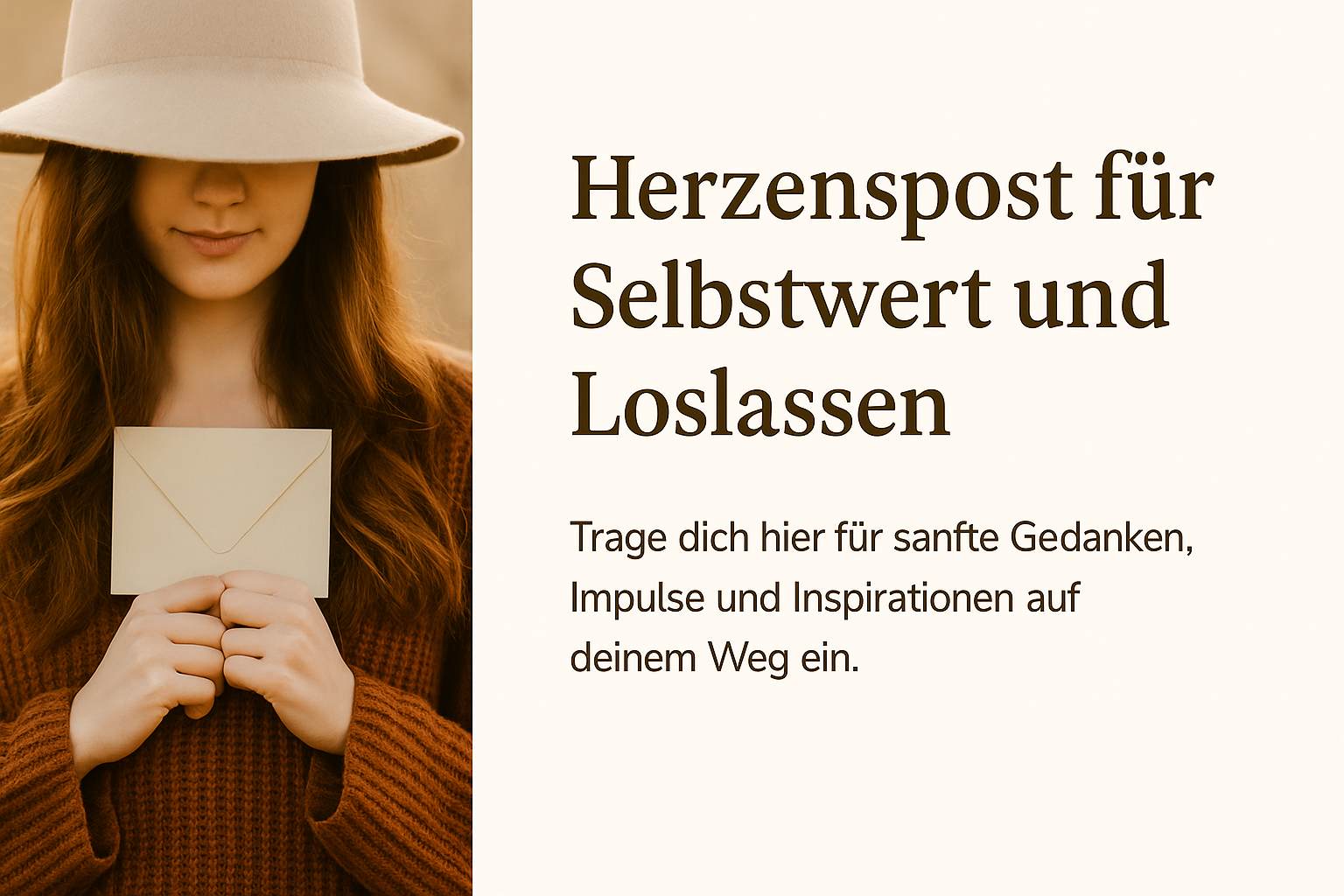 Bannerbild Newsletter „Herzenspost für Selbstwert & Loslassen“